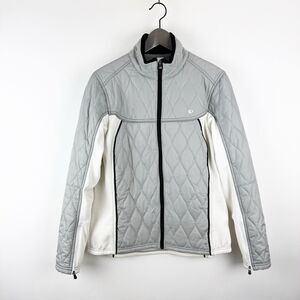 Pearl Izumi Women's Quilted Jacket Gray Cycling Full Zip Up Fleece Jacket XL